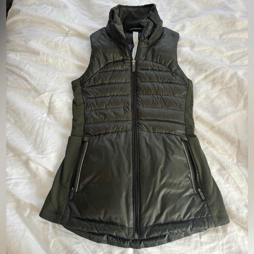 lululemon Puffer Vest, Green down filled size 2